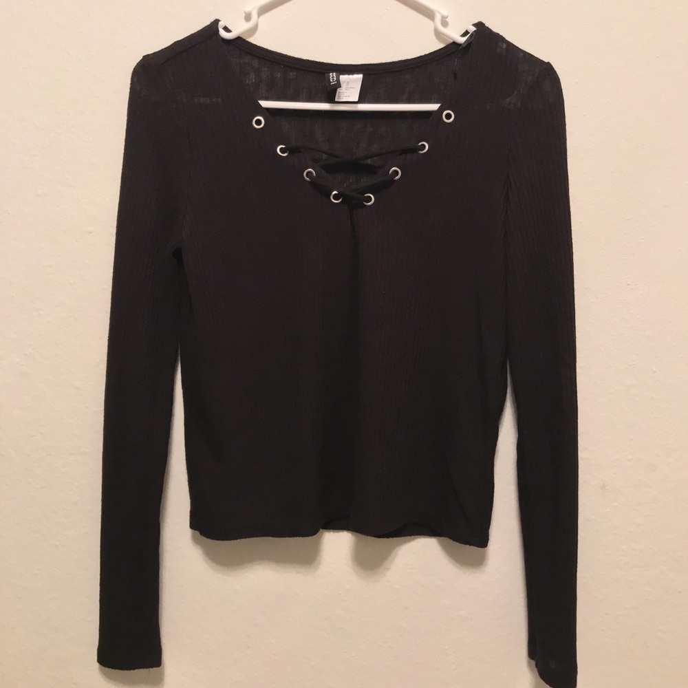 Black lace up top